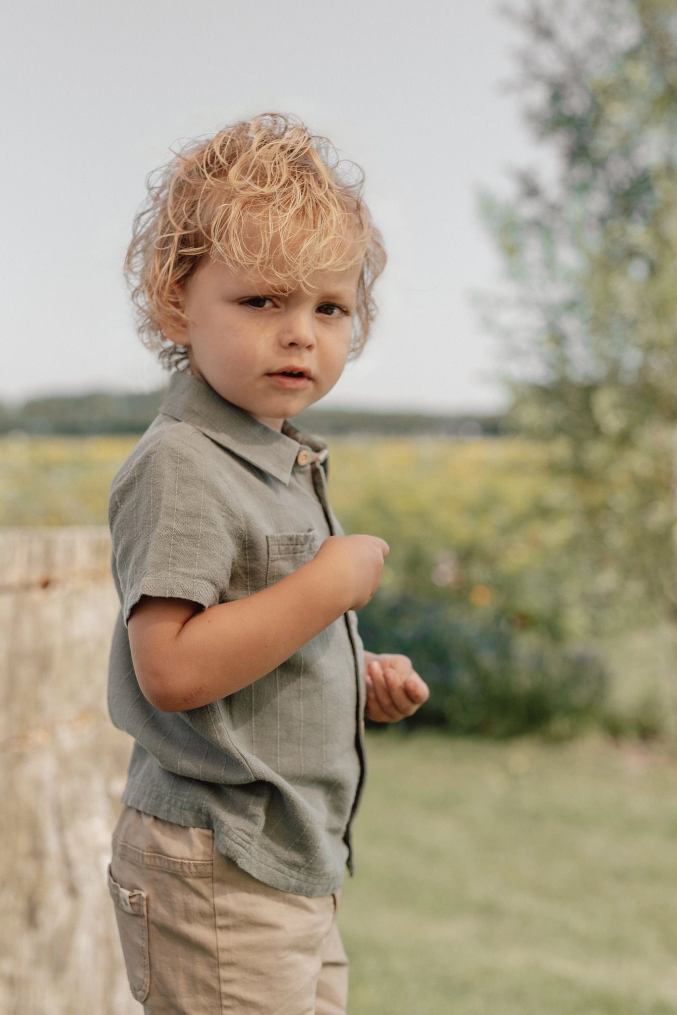 kurze Bluse Junge grün
